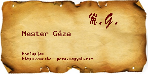 Mester Géza névjegykártya