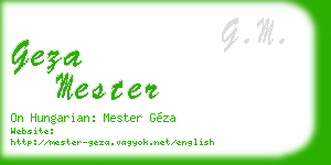 geza mester business card
