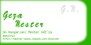 geza mester business card